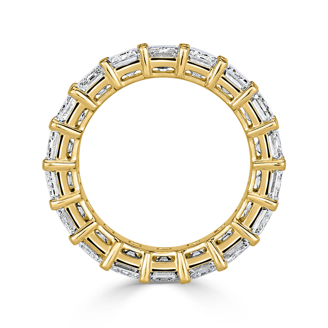 9.09ct Emerald Cut Lab Diamond Eternity Band in 18k Yellow Gold