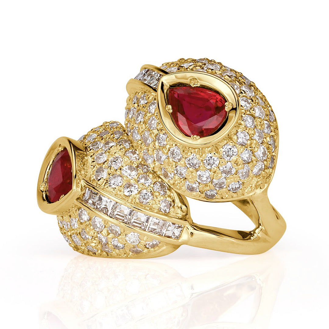 4.30ct Lab Diamond and Ruby Vintage Ring