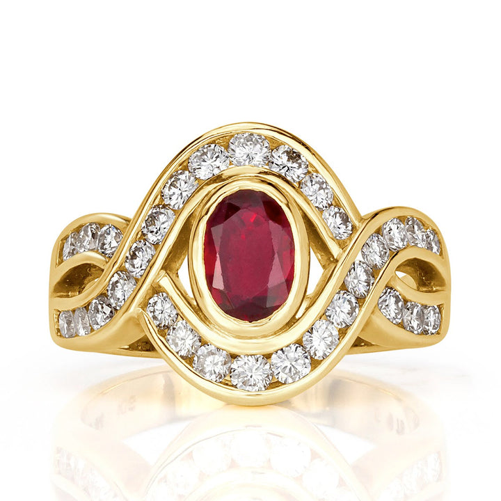 1.72ct Ruby and Lab Diamond Vintage Ring