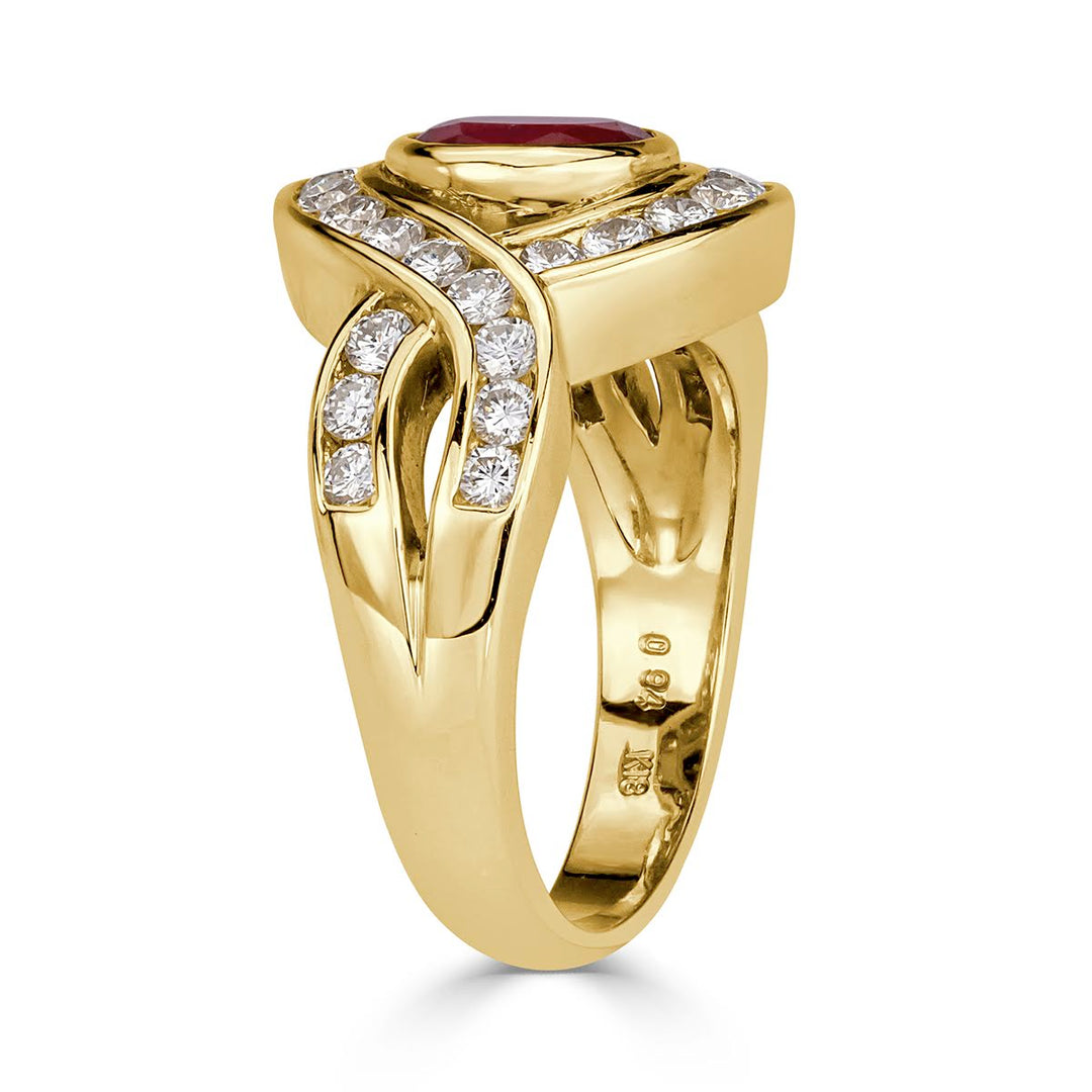 1.72ct Ruby and Lab Diamond Vintage Ring