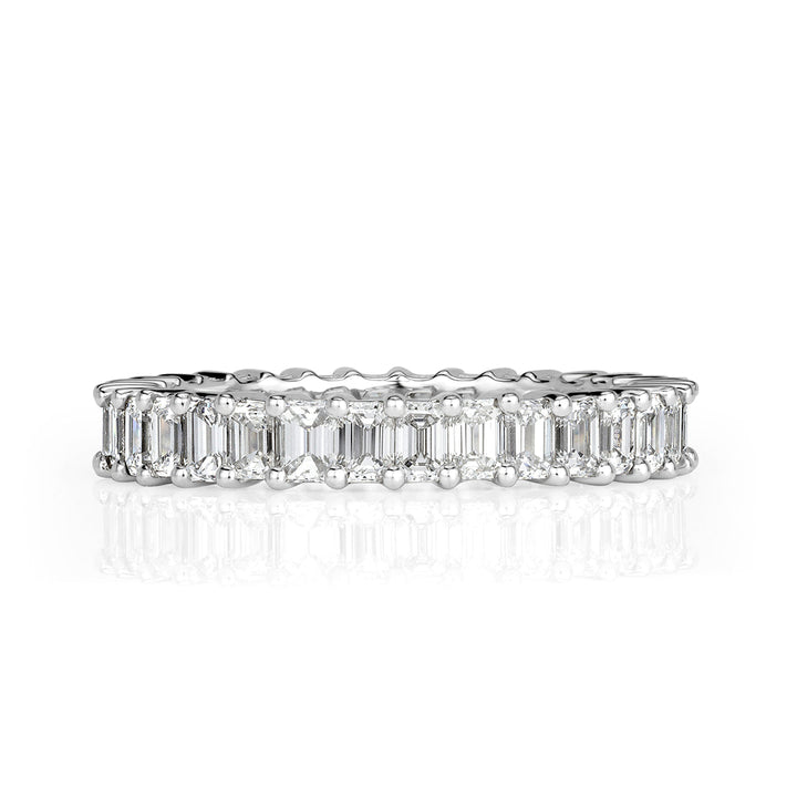 2.70ct Emerald Cut Lab Diamond Eternity Band in 18k White Gold