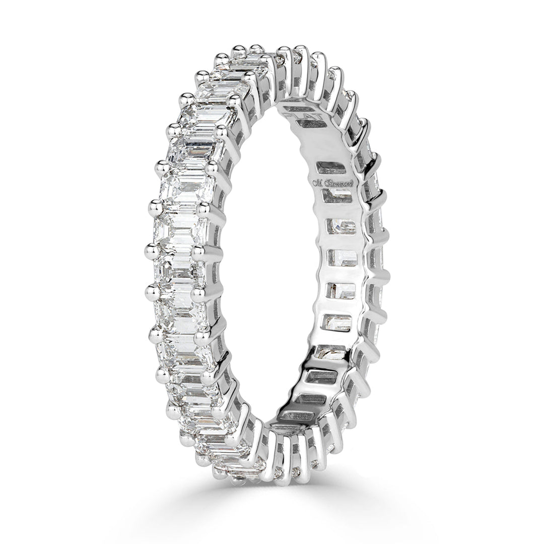 2.70ct Emerald Cut Lab Diamond Eternity Band in 18k White Gold