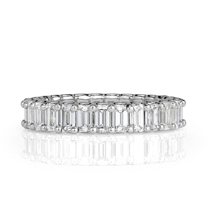 3.15ct Emerald Cut Lab Diamond Eternity Band in Platinum