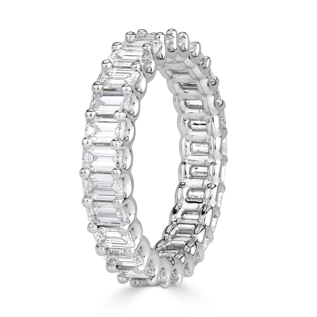 3.15ct Emerald Cut Lab Diamond Eternity Band in Platinum