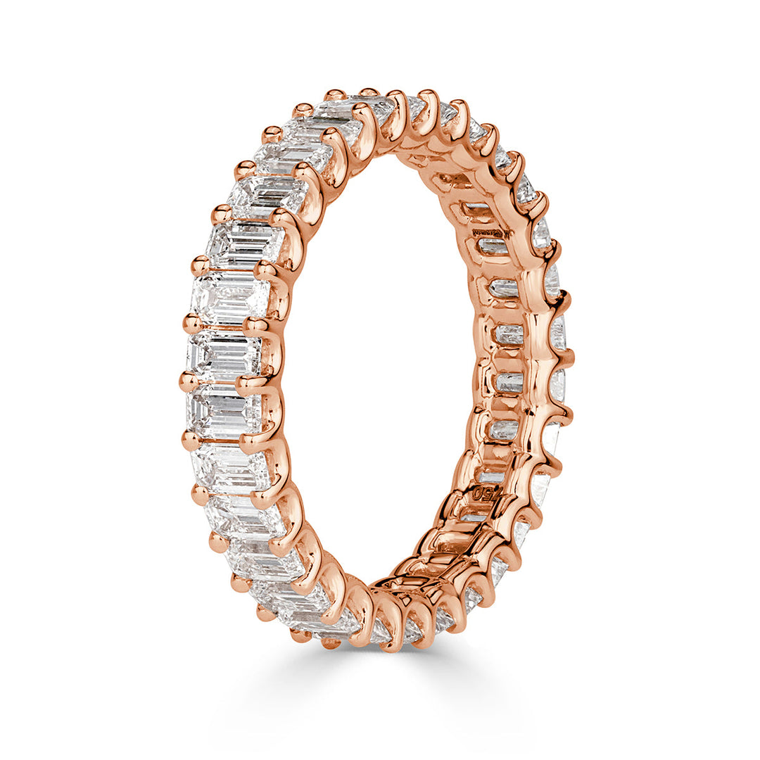 2.66ct Emerald Cut Lab Diamond Eternity Band in 18k Rose Gold