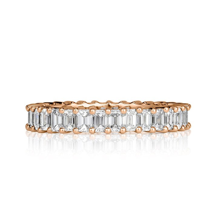 2.70ct Emerald Cut Lab Diamond Eternity Band in 18k Rose Gold