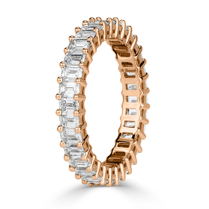 2.70ct Emerald Cut Lab Diamond Eternity Band in 18k Rose Gold