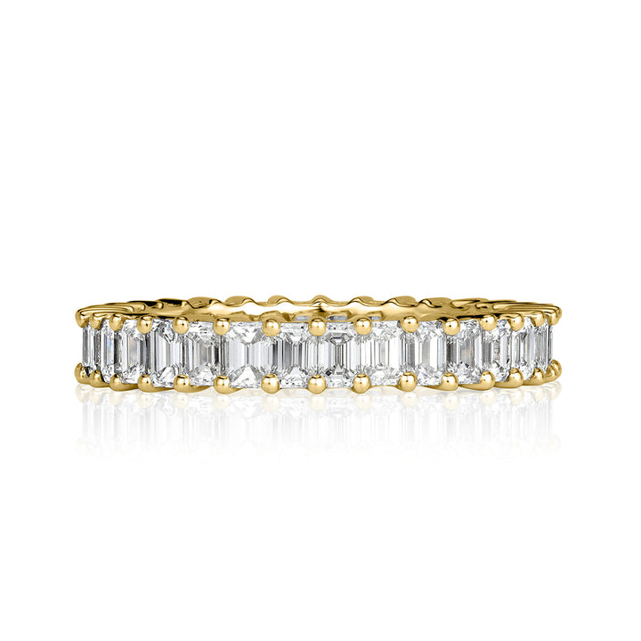 2.70ct Emerald Cut Lab Diamond Eternity Band in 18k Yellow Gold