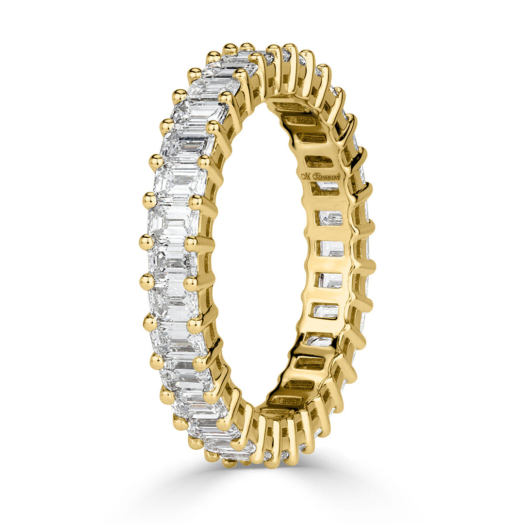 2.70ct Emerald Cut Lab Diamond Eternity Band in 18k Yellow Gold