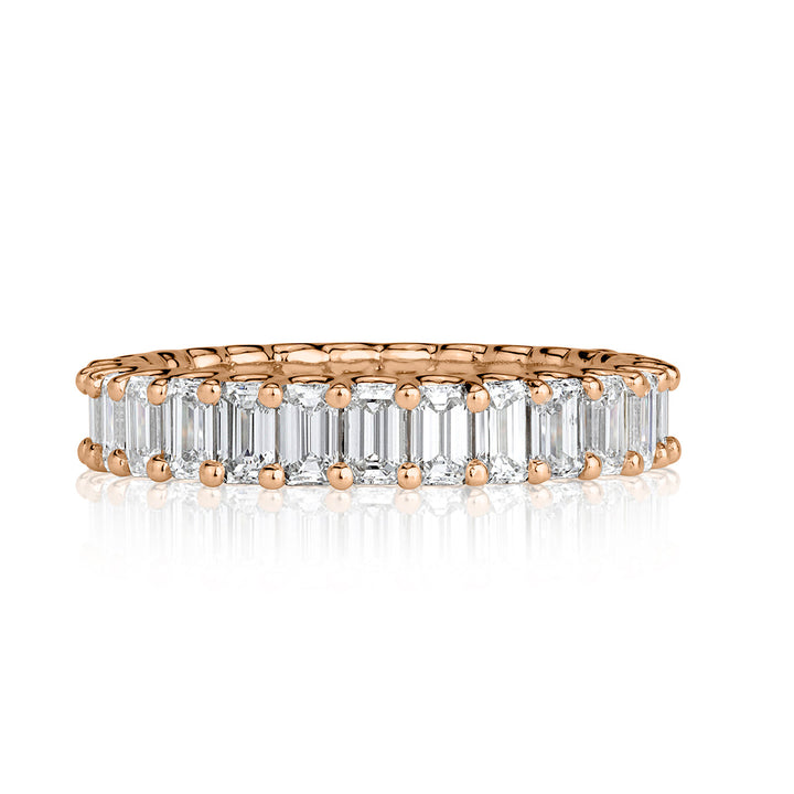 3.15ct Emerald Cut Lab Diamond Eternity Band in 18k Rose Gold