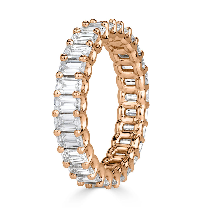 3.15ct Emerald Cut Lab Diamond Eternity Band in 18k Rose Gold