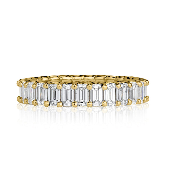 3.15ct Emerald Cut Lab Diamond Eternity Band in 18k Yellow Gold