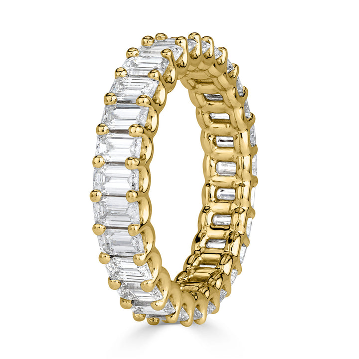 3.15ct Emerald Cut Lab Diamond Eternity Band in 18k Yellow Gold