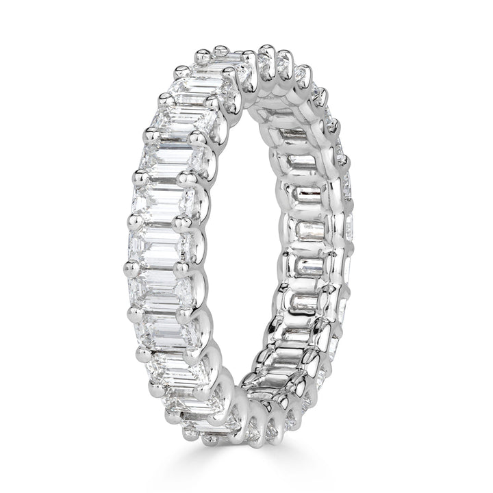 3.15ct Emerald Cut Lab Diamond Eternity Band in 18k White Gold