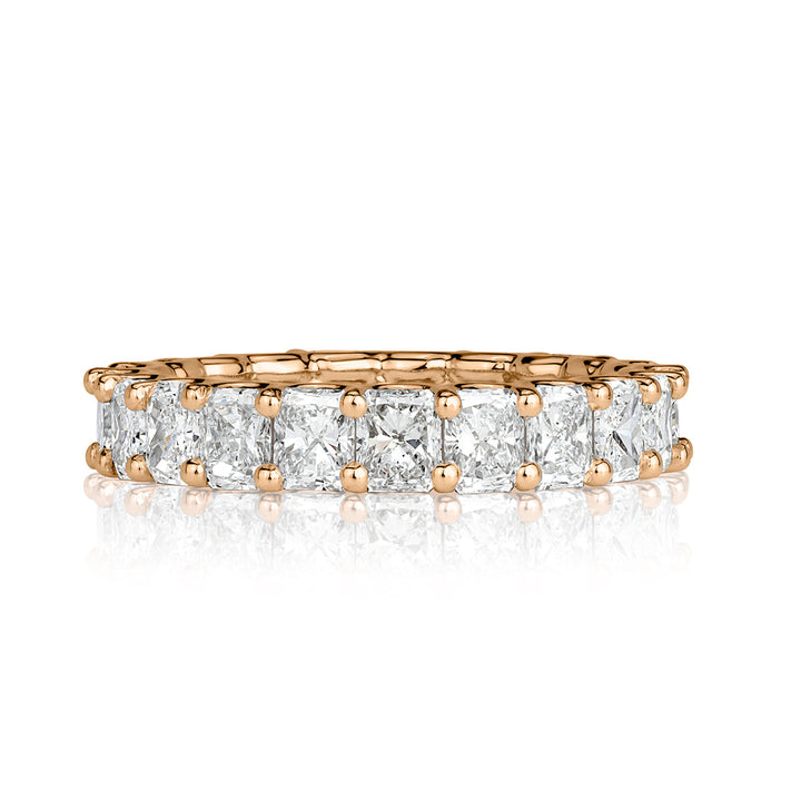 4.14ct Radiant Cut Lab Diamond Eternity Band in 18k Rose Gold