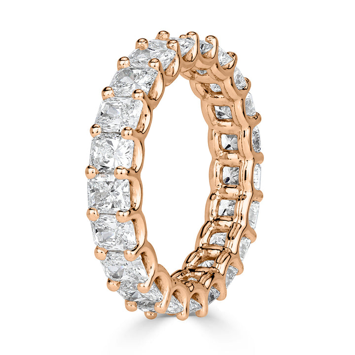 4.14ct Radiant Cut Lab Diamond Eternity Band in 18k Rose Gold