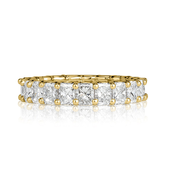 4.14ct Radiant Cut Lab Diamond Eternity Band in 18k Yellow Gold