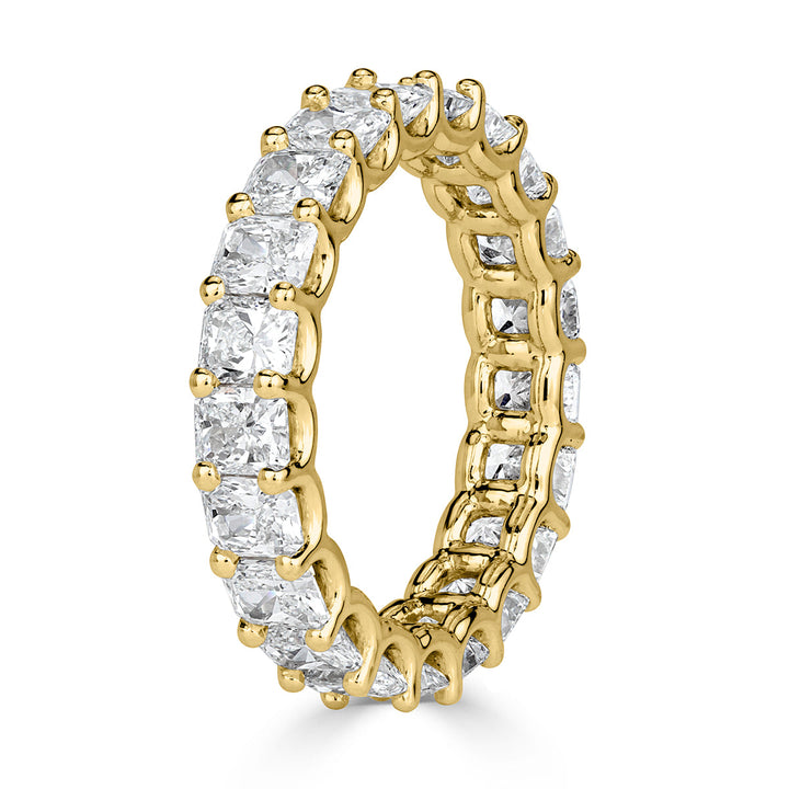 4.14ct Radiant Cut Lab Diamond Eternity Band in 18k Yellow Gold