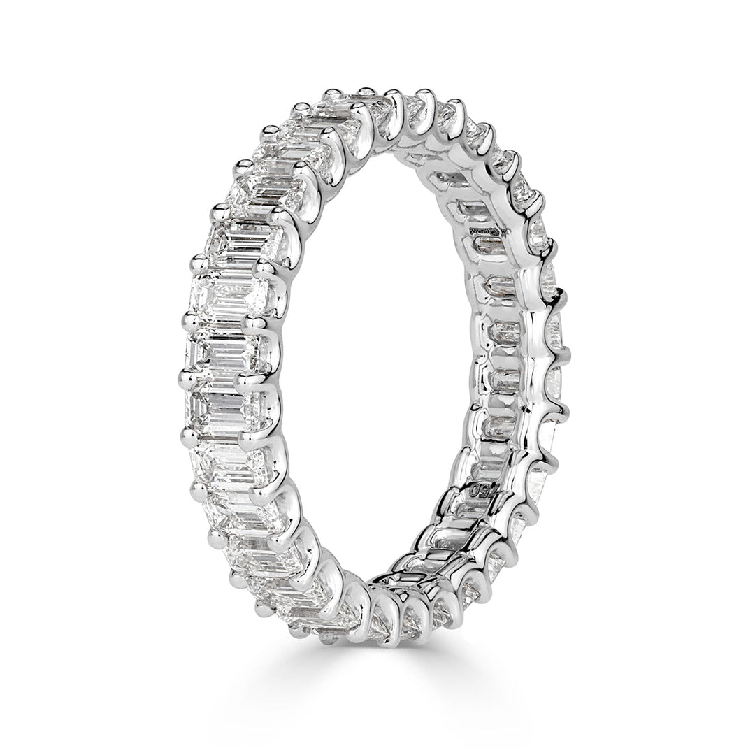 2.66ct Emerald Cut Lab Diamond Eternity Band in 18k White Gold