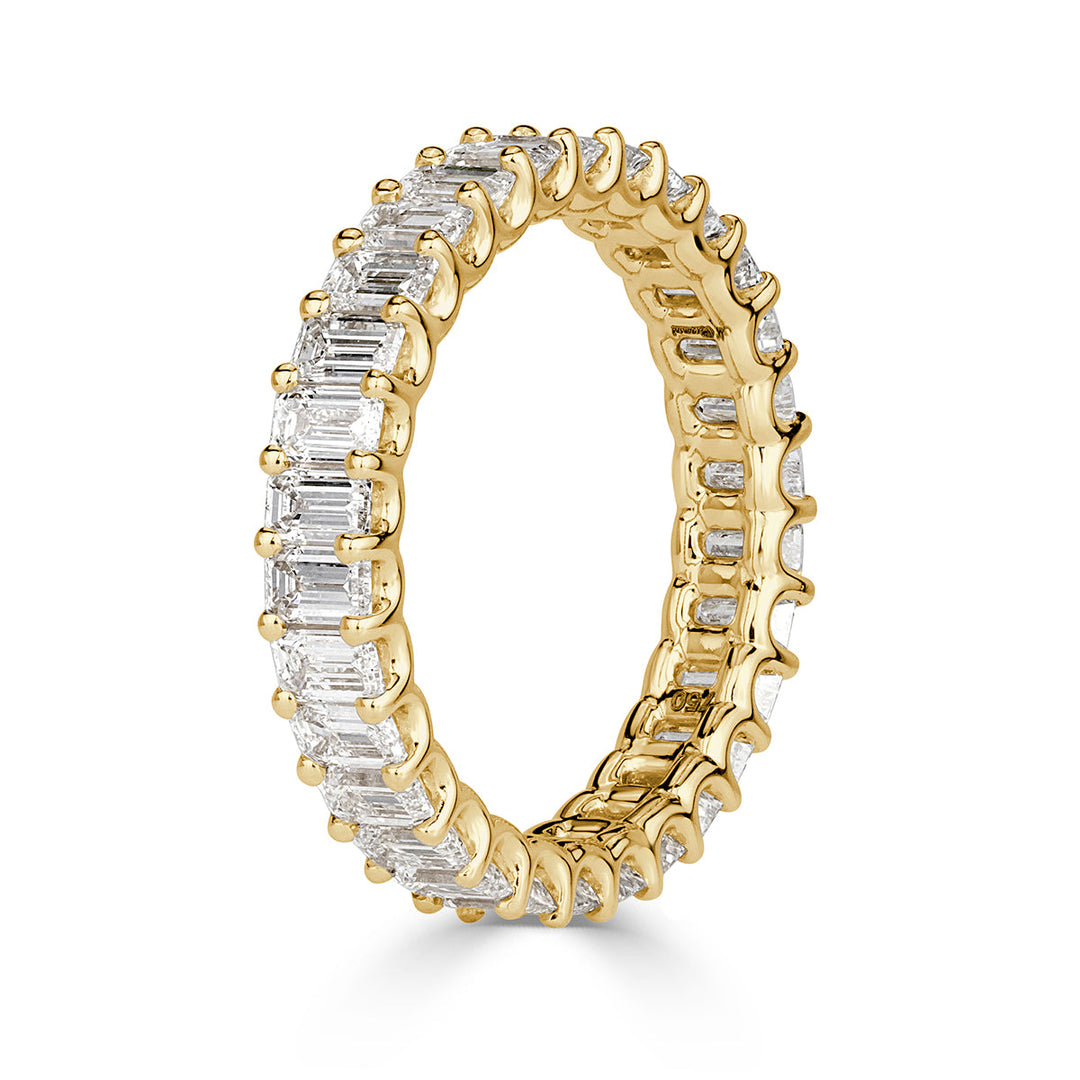 2.66ct Emerald Cut Lab Diamond Eternity Band in 18k Yellow Gold