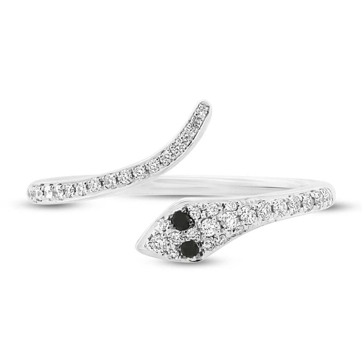 0.20ct Fancy Black and White Lab Diamond Snake Ring in 14k White Gold