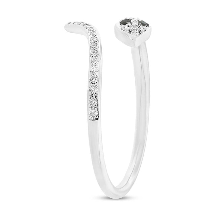 0.20ct Fancy Black and White Lab Diamond Snake Ring in 14k White Gold