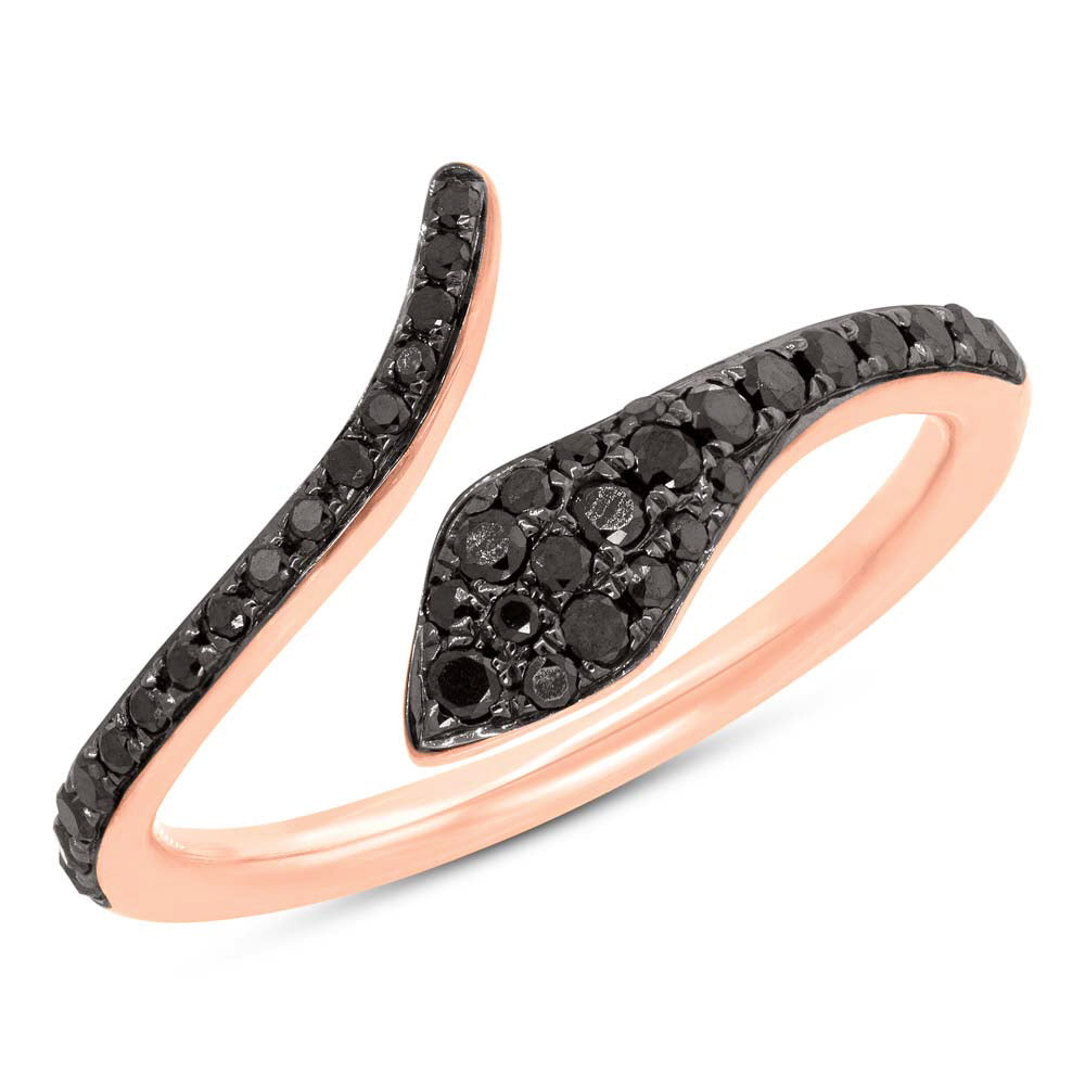 0.20ct Fancy Black Lab Diamond Snake Ring in 14k Rose Gold