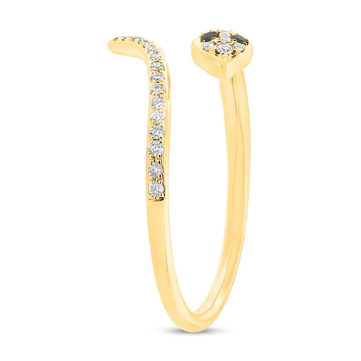 0.20ct Fancy Black and White Lab Diamond Snake Ring in 14k Yellow Gold