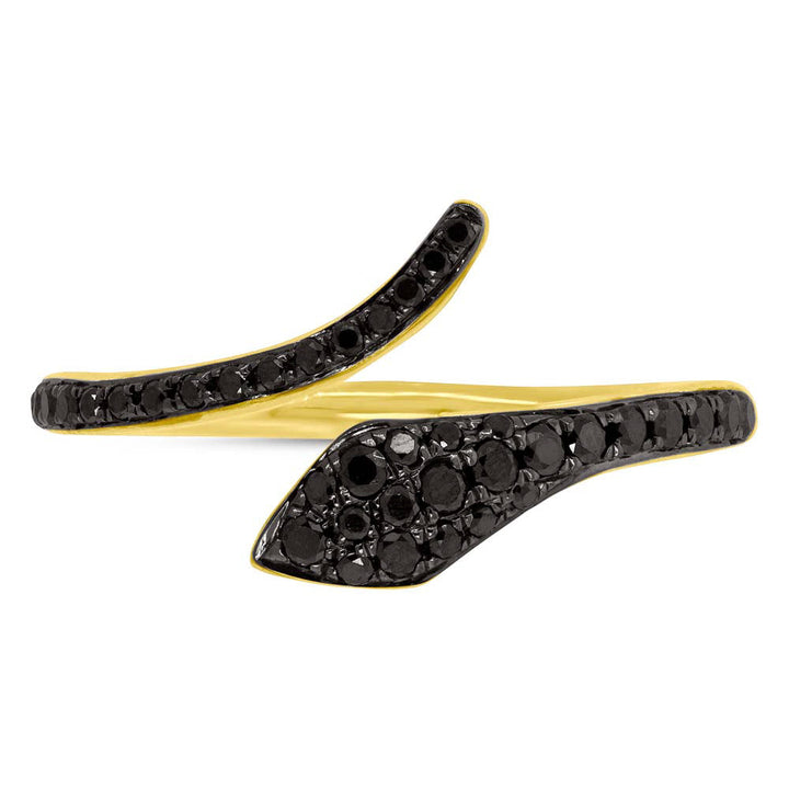 0.20ct Fancy Black Lab Diamond Snake Ring in 14k Yellow Gold