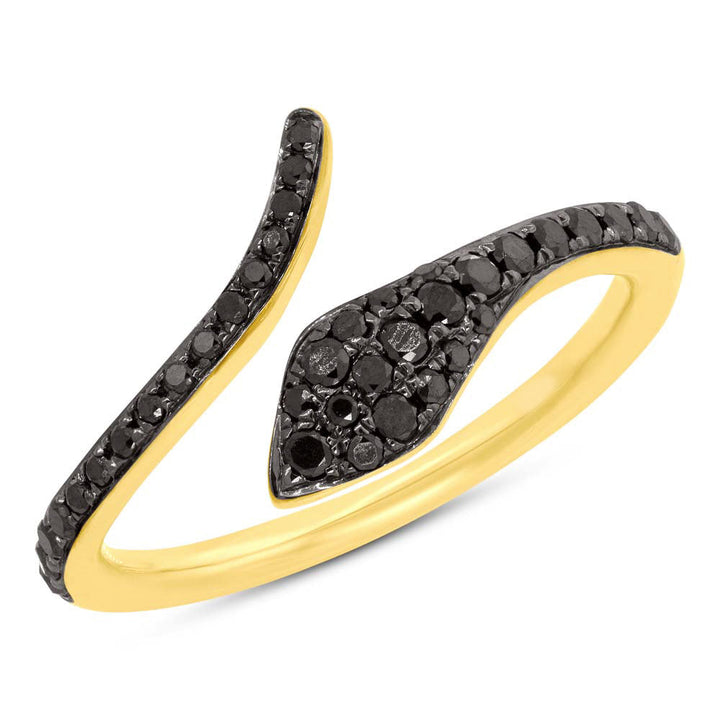 0.20ct Fancy Black Lab Diamond Snake Ring in 14k Yellow Gold