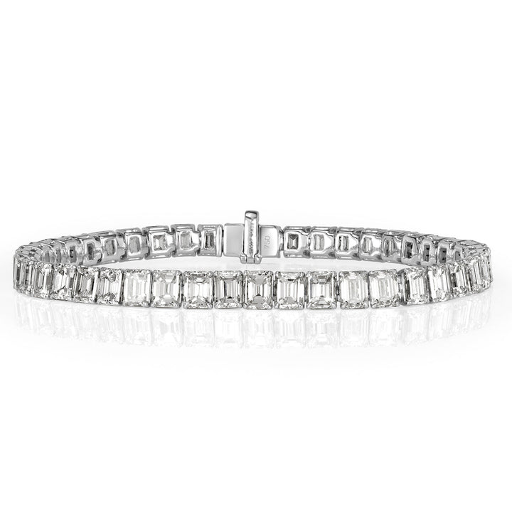 17.79ct Emerald Cut Lab Diamond Tennis Bracelet in 18k White Gold