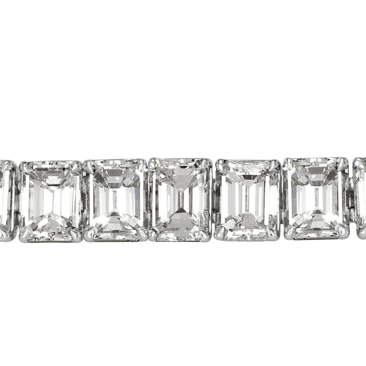 17.79ct Emerald Cut Lab Diamond Tennis Bracelet in 18k White Gold