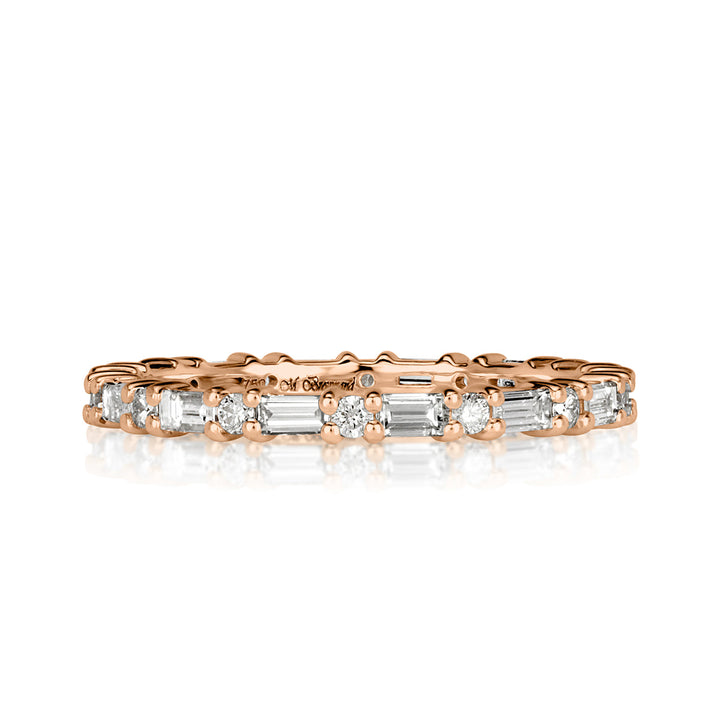 1.00ct Baguette Cut and Round Brilliant Cut Lab Diamond Eternity Band in 18k Rose Gold