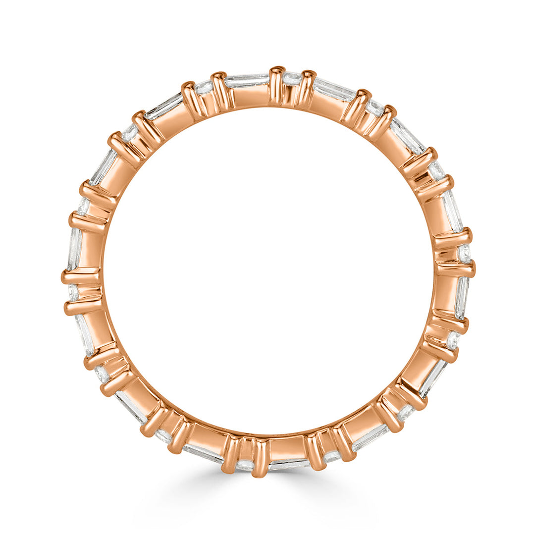 1.00ct Baguette Cut and Round Brilliant Cut Lab Diamond Eternity Band in 18k Rose Gold