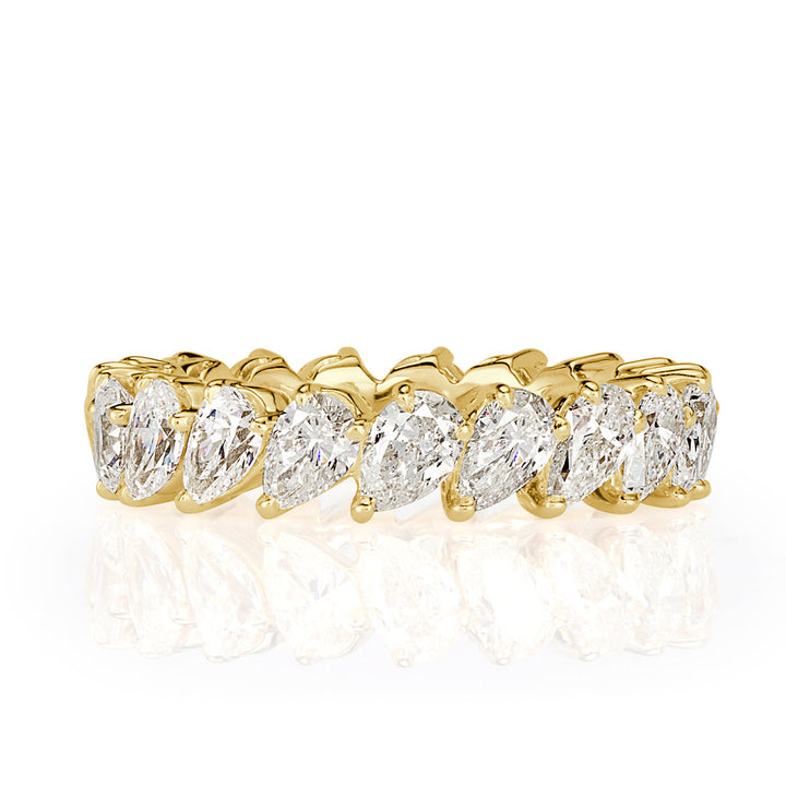 3.65ct Pear Shaped Lab Diamond Eternity Band in 18k Yellow Gold