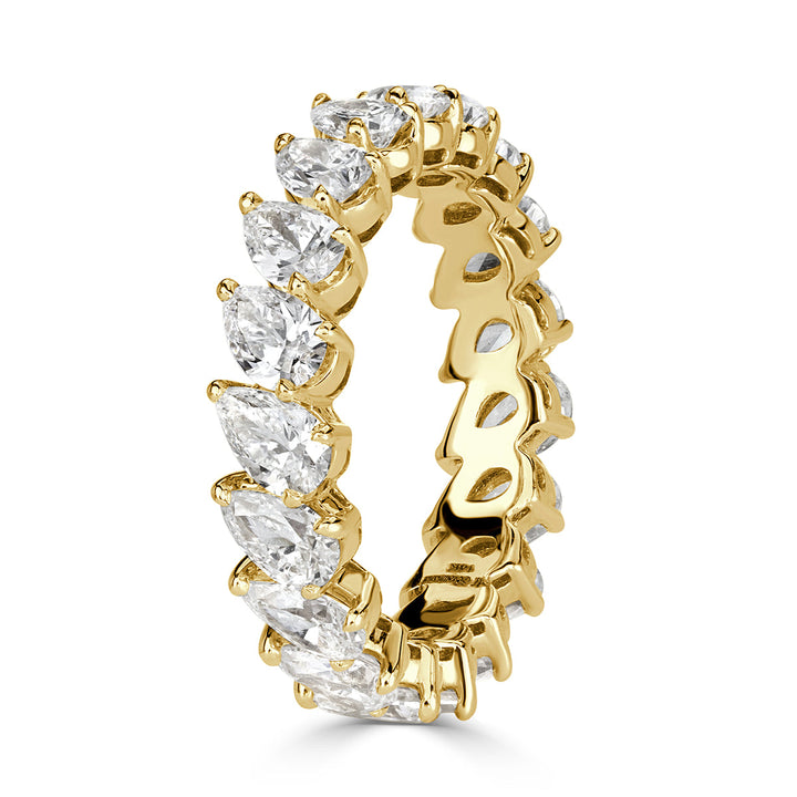 3.65ct Pear Shaped Lab Diamond Eternity Band in 18k Yellow Gold