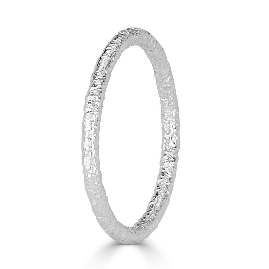 Handmade Textured Band in 18k White Gold