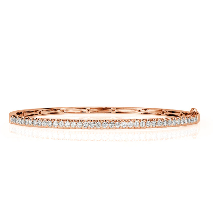 1.02ct Round Brilliant Cut Lab Diamond Bangle Bracelet in 14K Rose Gold