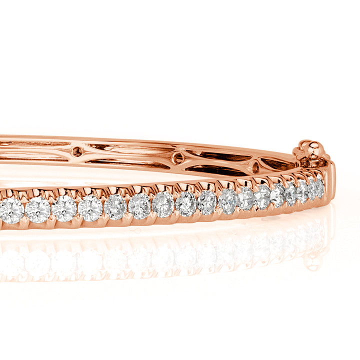 1.02ct Round Brilliant Cut Lab Diamond Bangle Bracelet in 14K Rose Gold