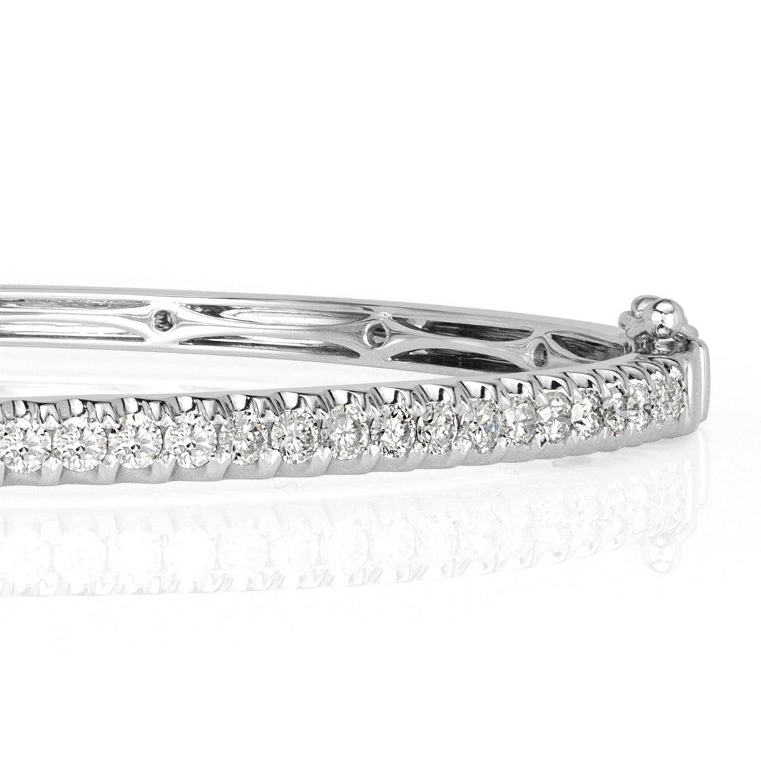 1.02ct Round Brilliant Cut Lab Diamond Bangle Bracelet in 14K White Gold