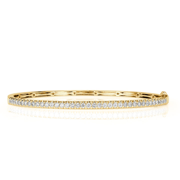 1.02ct Round Brilliant Cut Lab Diamond Bangle Bracelet in 14K Yellow Gold