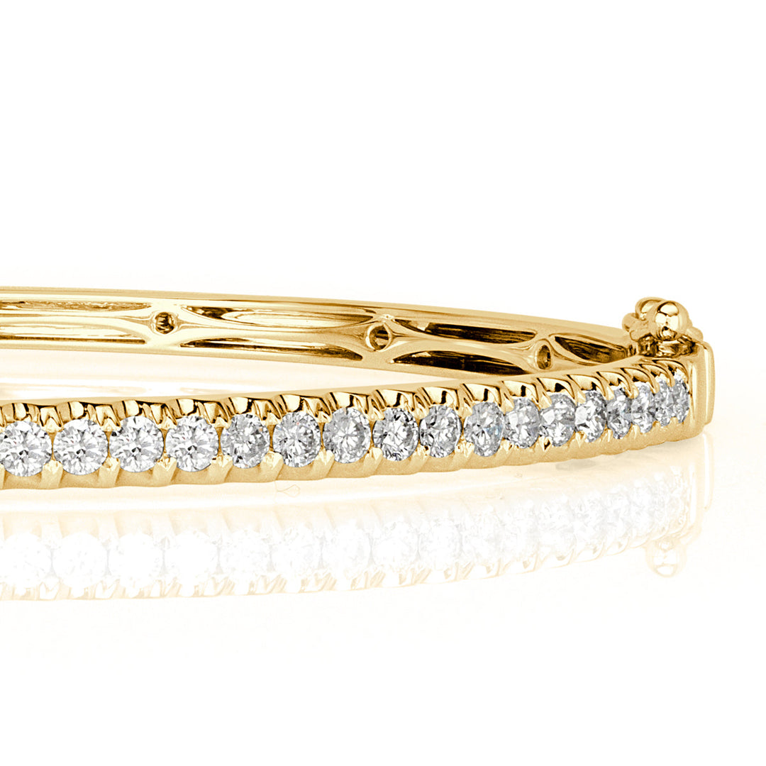 1.02ct Round Brilliant Cut Lab Diamond Bangle Bracelet in 14K Yellow Gold