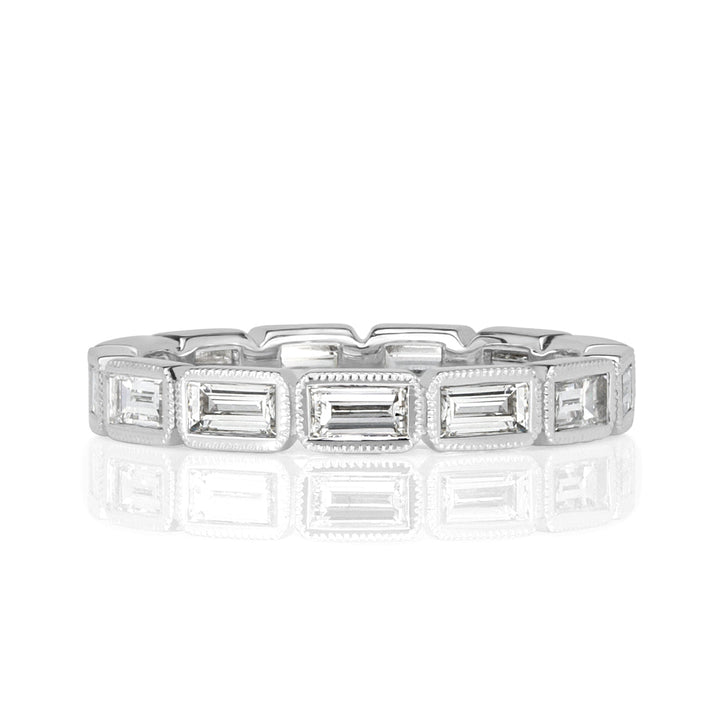 1.40ct Baguette Cut Lab Diamond Eternity Band with Milgrain in 18k White Gold