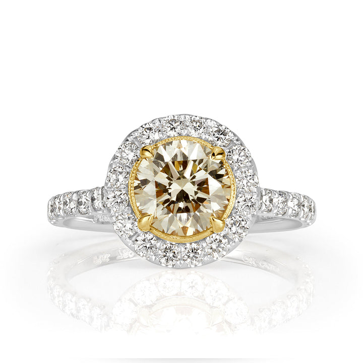 1.92ct Fancy Light Yellow Round Brilliant Cut Lab Diamond Engagement Ring