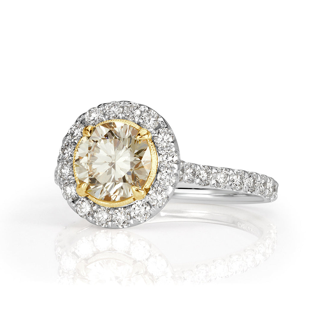 1.92ct Fancy Light Yellow Round Brilliant Cut Lab Diamond Engagement Ring