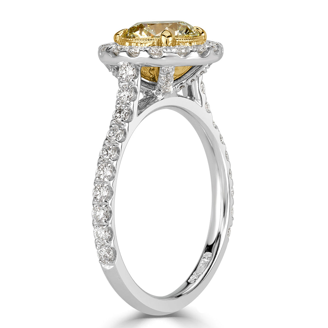 1.92ct Fancy Light Yellow Round Brilliant Cut Lab Diamond Engagement Ring