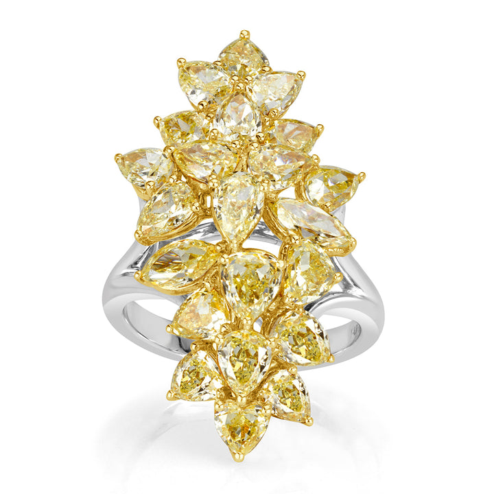 5.59ct Fancy Yellow Lab Diamond Cluster Ring