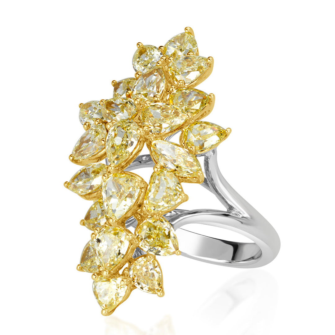 5.59ct Fancy Yellow Lab Diamond Cluster Ring