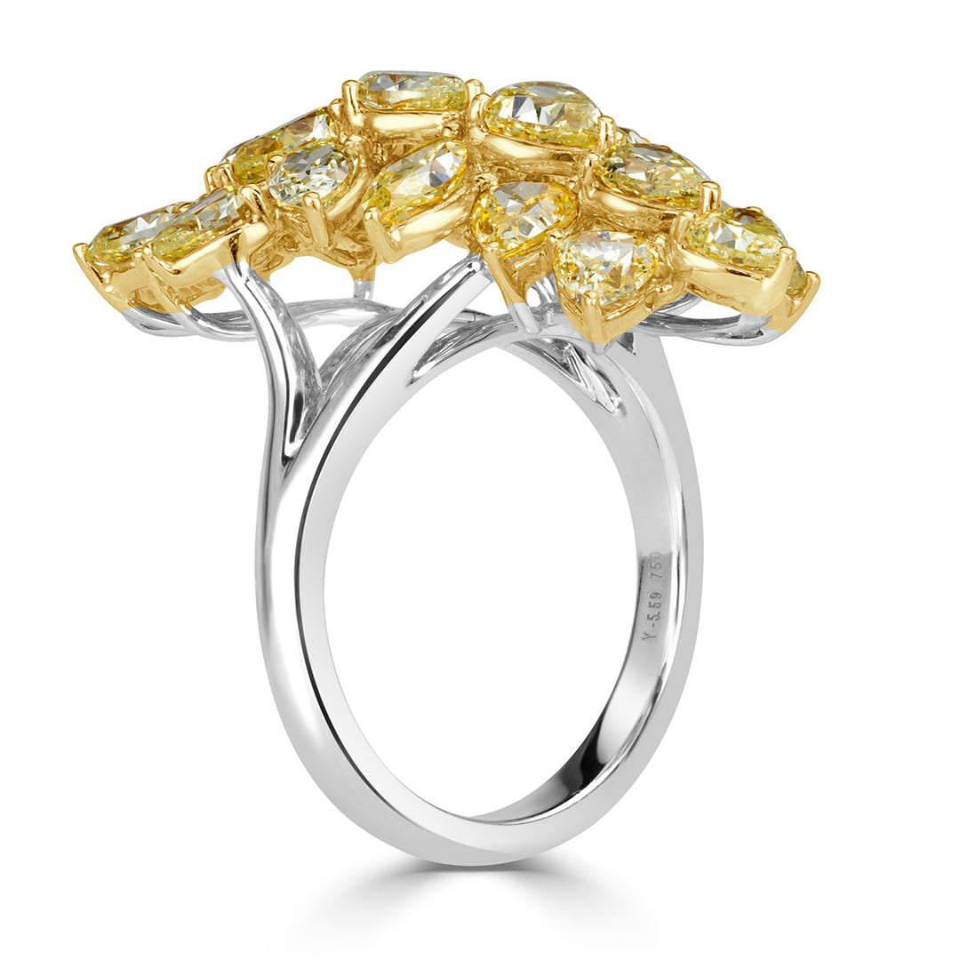 5.59ct Fancy Yellow Lab Diamond Cluster Ring