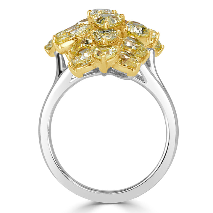 5.59ct Fancy Yellow Lab Diamond Cluster Ring